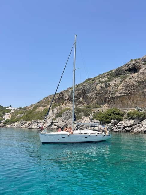 Rhodes: Sunset Catamaran Cruise with Snack, Fruits & Drinks - Elli Beach Photo Stop: Quick Views, Beer and Wine