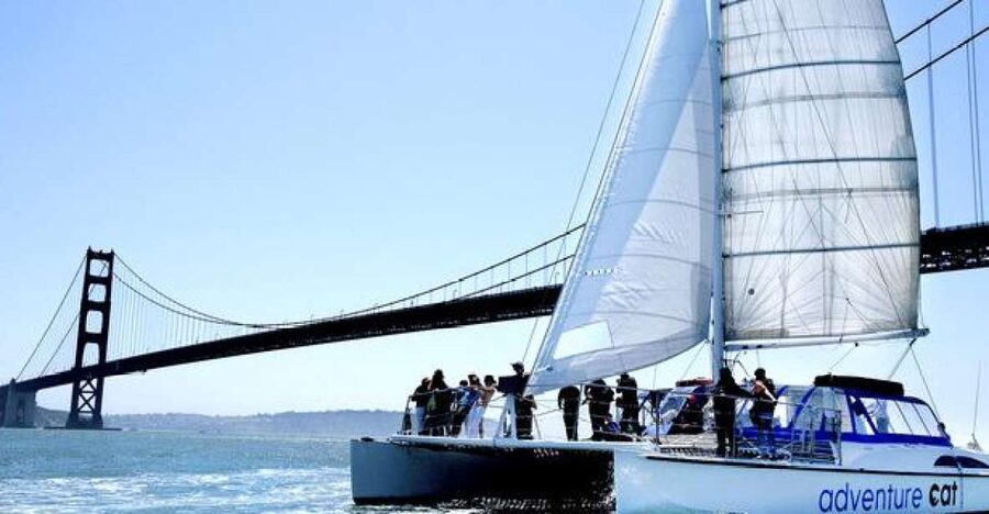 San Francisco: Golden Gate Bridge Catamaran Cruise - Pier 39: finding Adventure Cat and settling in
