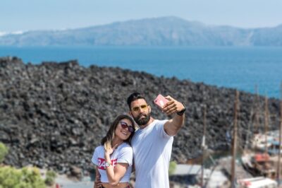 Santorini Caldera Sunset Sailing Cruise with Dinner and Wine - Volcanic hike on Santorini: what to expect on the ground