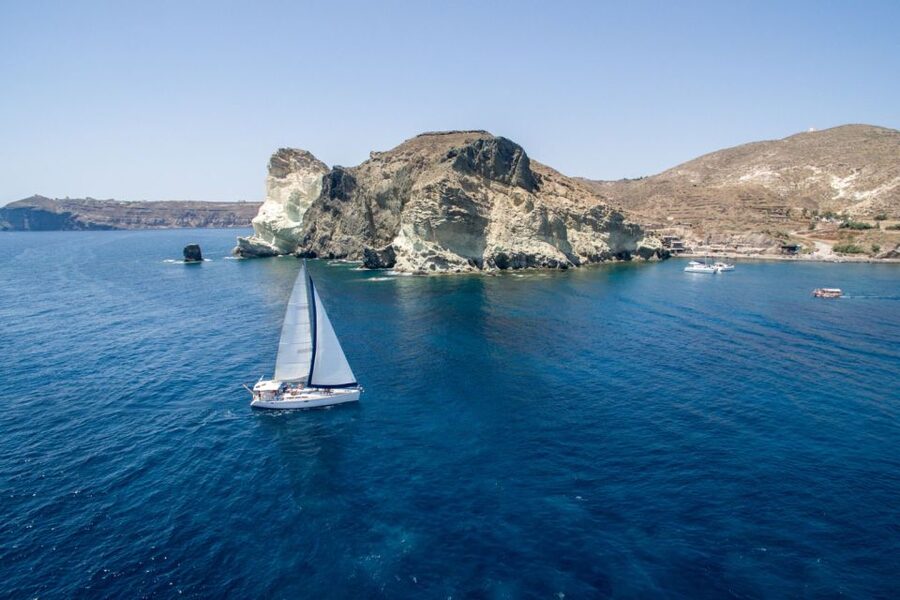 Santorini Caldera: Sunset Sailing Cruise with Meal - From Vlychada Marina to the Red-and-White Coast