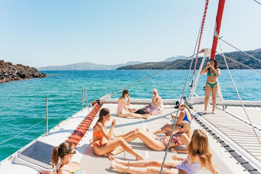 Santorini: Catamaran Tour with BBQ Dinner, Drinks, and Music - Comfort, Group Size, and Motion Reality Checks