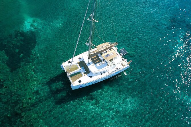 Santorini Classic Catamaran Cruise with BBQ, Drinks and Transfers - Palea Kameni hot springs: the natural spa, with a small catch