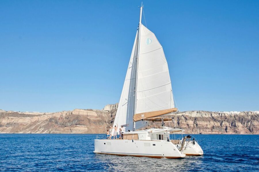 Santorini Gold Catamaran Cruise with Snorkel, BBQ & Open Bar - Snorkeling gear and comfort on a catamaran that actually works