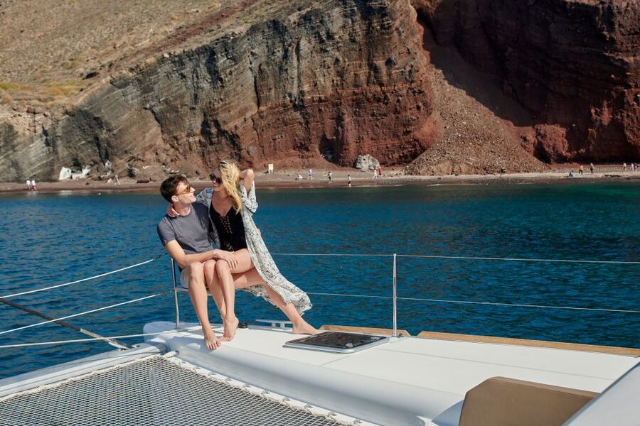 Santorini: Platinum Catamaran Cruise w/ BBQ Meal & Open Bar - Palea Kameni Hot Springs: The Soak, the Safety Briefing, and the Reality Check