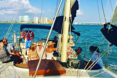 Schooner Clearwater- Sailing Cruise-Clearwater Beach - Clearwater Pass: when the engine shuts off and the coast changes