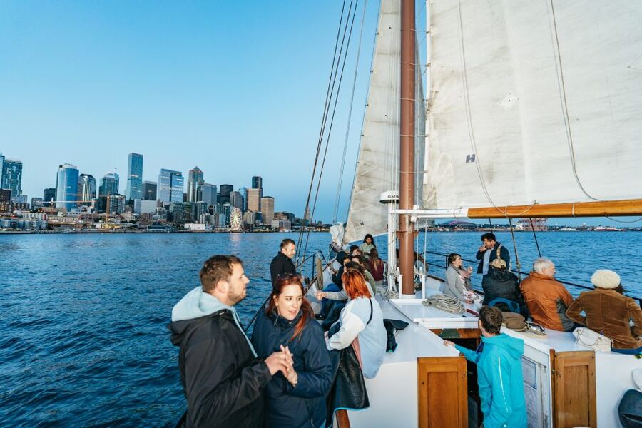 Seattle: Tall Sailboat Sunset Harbor Cruise - From Space Needle to the Olympic Mountains: the view sequence that makes sense