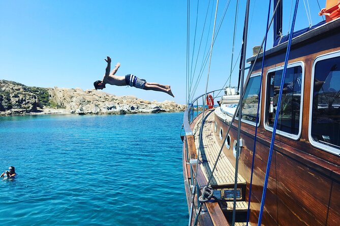Shared Mykonos Sail Cruise to Delos and Rhenia Islands - Rhenia snorkeling and swimming: what to expect