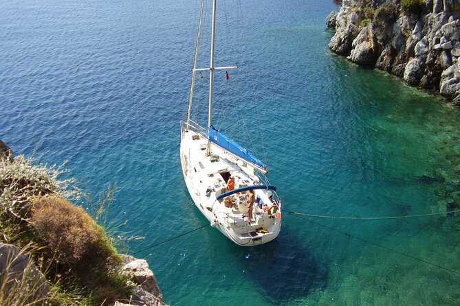 Single day Sail boat cruise with swimming, snorkeling, drinks and lunch - The Rhodes Coast You See From the Water (Iconic Views, No Crowds Required)