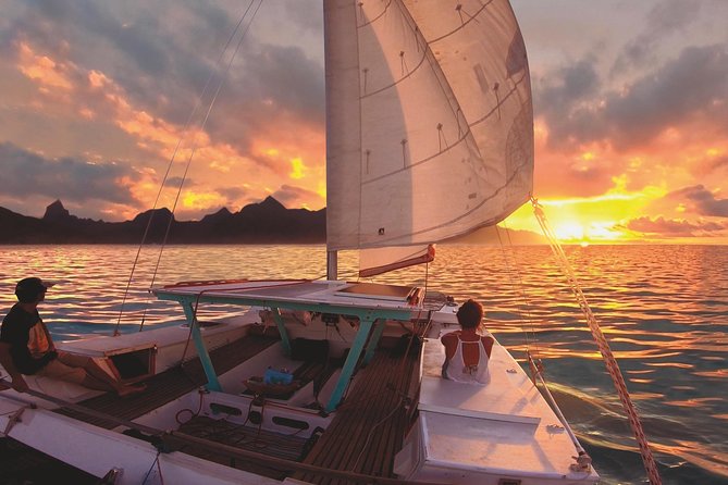 Sunset Cruise : Moorea Sailing on a Catamaran named Taboo - The best part: sailing into the sunset (and how the reef changes the mood)