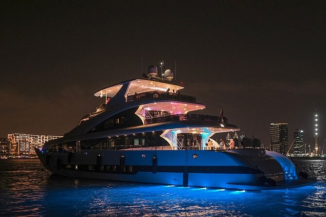 Superyacht Experience in Dubai with Dinner and Live Music - The Dubai Marina and JBR Waterfront Stop: Where the Lights Look Best