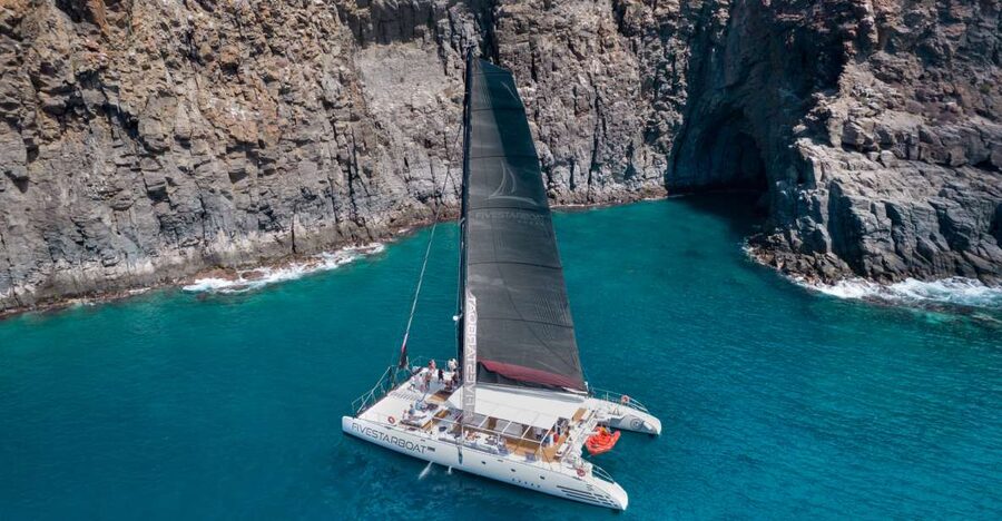 Tenerife: Catamaran Cruise with Brunch and Unlimited Drinks - Entering Marina del Sur and getting sorted fast