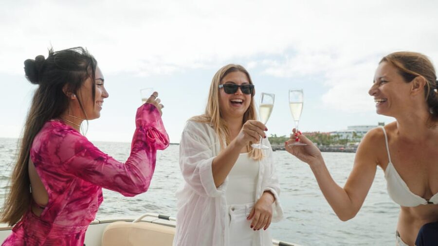 Tenerife: Shared Yacht Cruise with Champagne and Tapas - La Caleta photo stop and the big water window (1.5 hours)