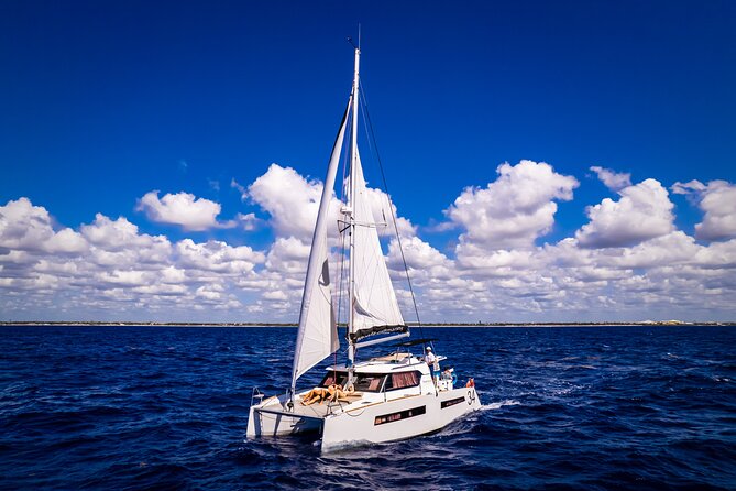 Tulum: Luxury Sail & Snorkel – All Inclusive 34' Catamaran - The Riviera Maya sailing portion: calm time, not a bouncing scramble