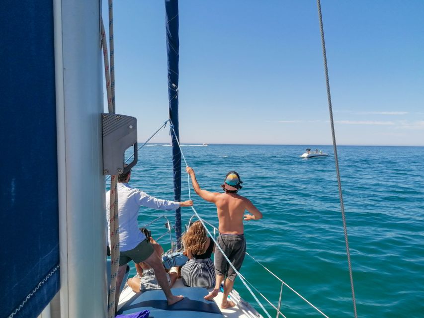 Vilamoura: Coastal Cruise on a Luxury Sailing Yacht - Falcon, Music, and the Onboard Drink Plan