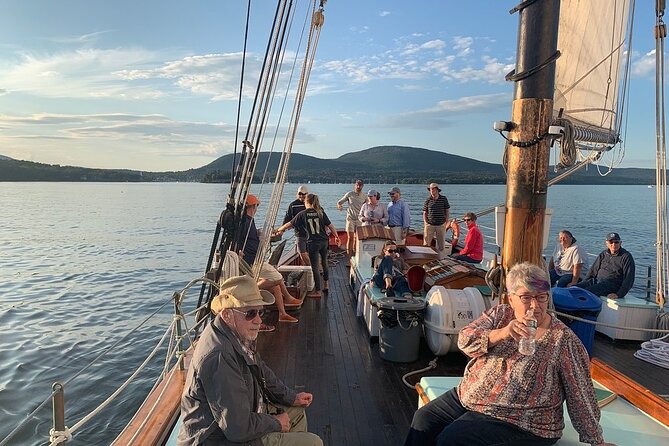 Windjammer Classic Sunset Sail from Camden, Maine - The Appledore II experience: help raise sails and take the wheel